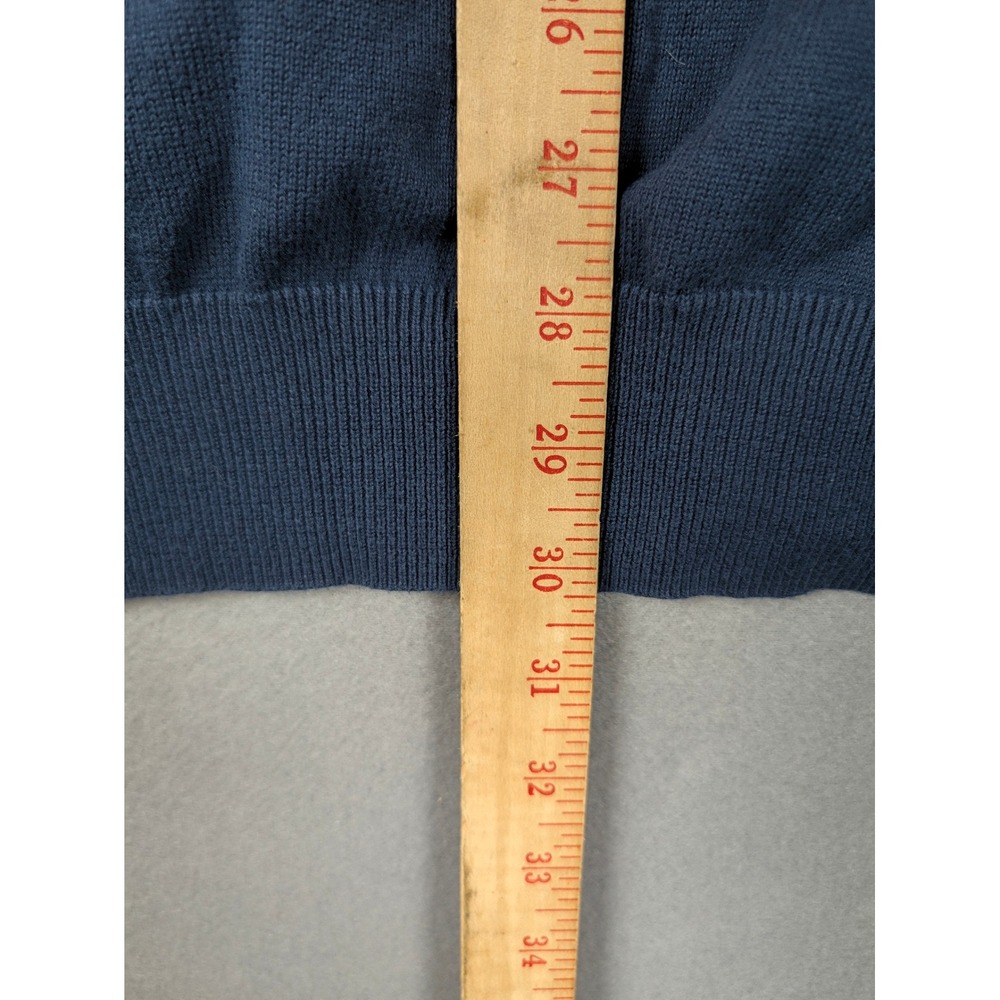 Tommy Hilfiger Mens XXL Navy Blue V-Neck Premium Cotton Knit Sweater Logo - Picture 7 of 8